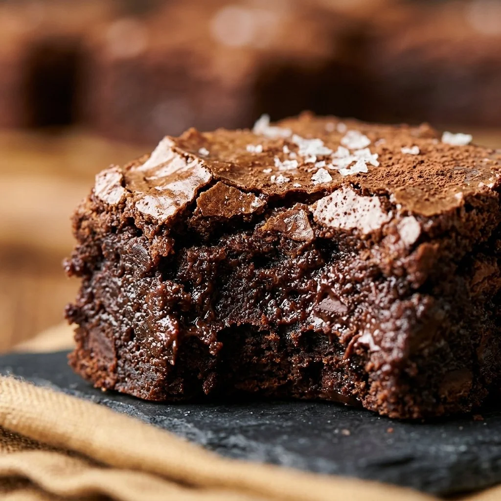 Homemade fudgy brownies with a rich chocolate texture