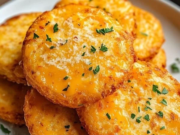 Golden Cheese Cookies freshly baked on a cooling rack