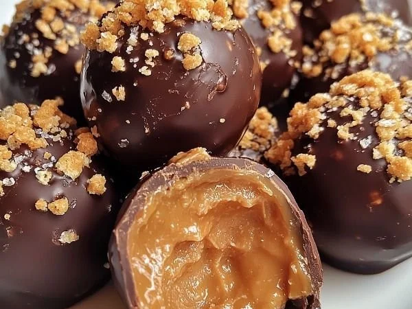 Delicious homemade Butterfinger Balls ready to enjoy.
