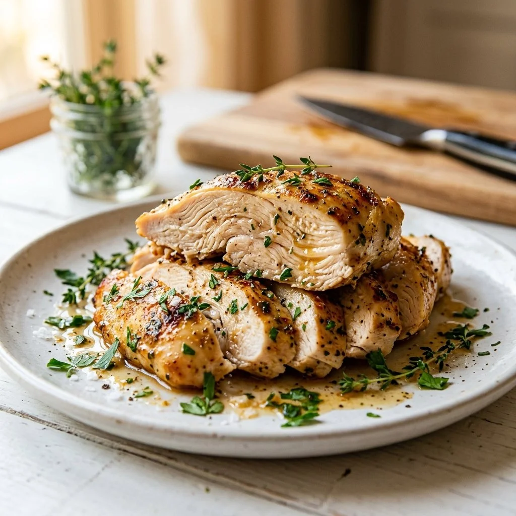 Instant Pot chicken breast cooked to perfection with spices and herbs.