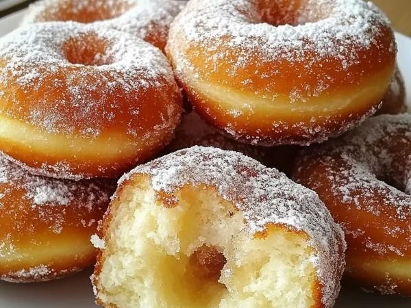 Delicious assortment of Italian donuts dusted with powdered sugar