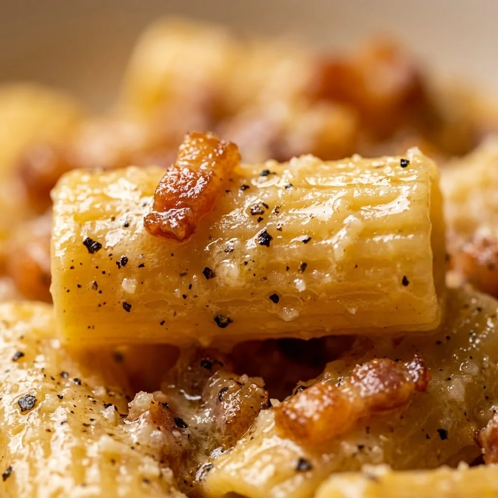 Delicious Pasta Carbonara with creamy sauce and pancetta