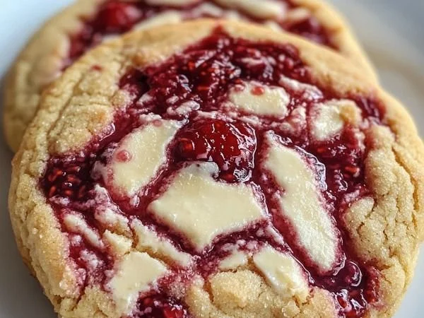 Raspberry Cheesecake Cookie Bites on a plate