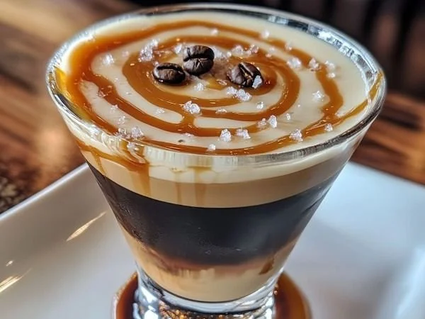 Delicious Salted Caramel Espresso Martini served in a stylish glass
