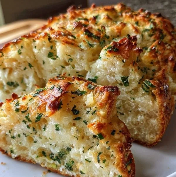 Savory garlic cheese bread topped with herbs, perfect for any meal.