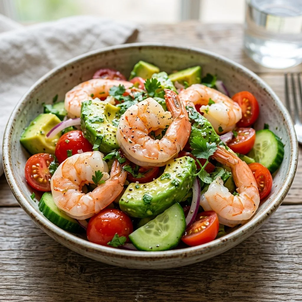 Delicious shrimp avocado salad with fresh ingredients and vibrant colors