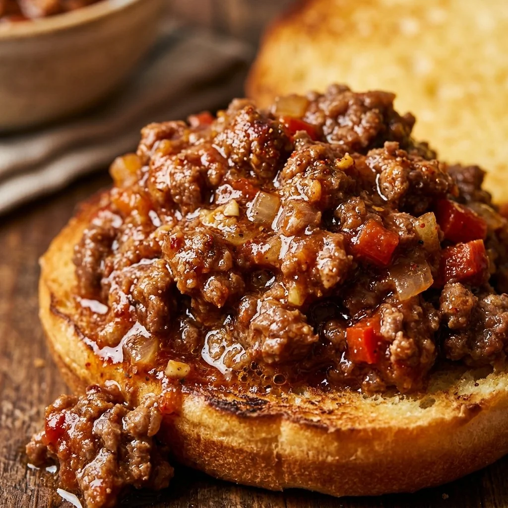 Delicious Sloppy Joes served on a plate with toppings