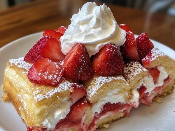 Strawberry Shortcake Cheesecake Rolls served on a plate
