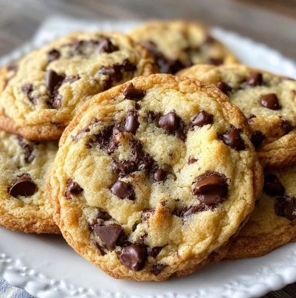 Ultra thick bakery-style chocolate chip cookies with melted chocolate