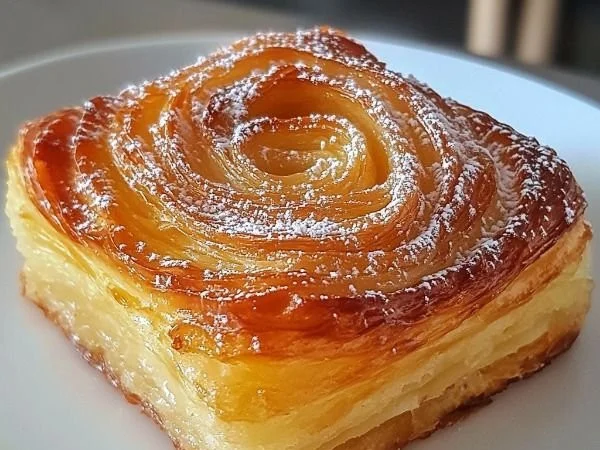 Freshly baked Vanilla Brioche loaf on a wooden table