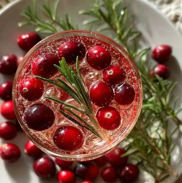 White Cranberry Christmas Mimosa cocktail served in a festive glass