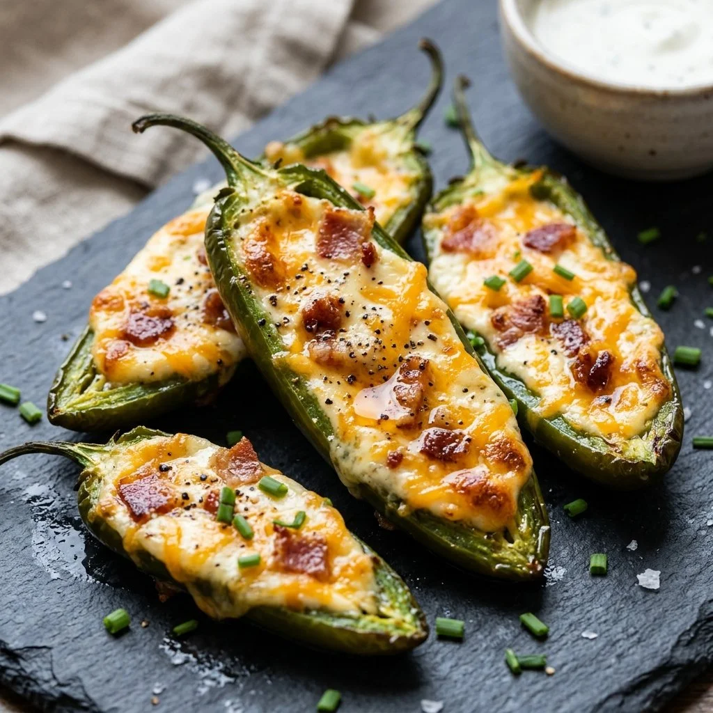 Air Fryer Jalapeno Poppers with cheese and spices, crispy appetizer