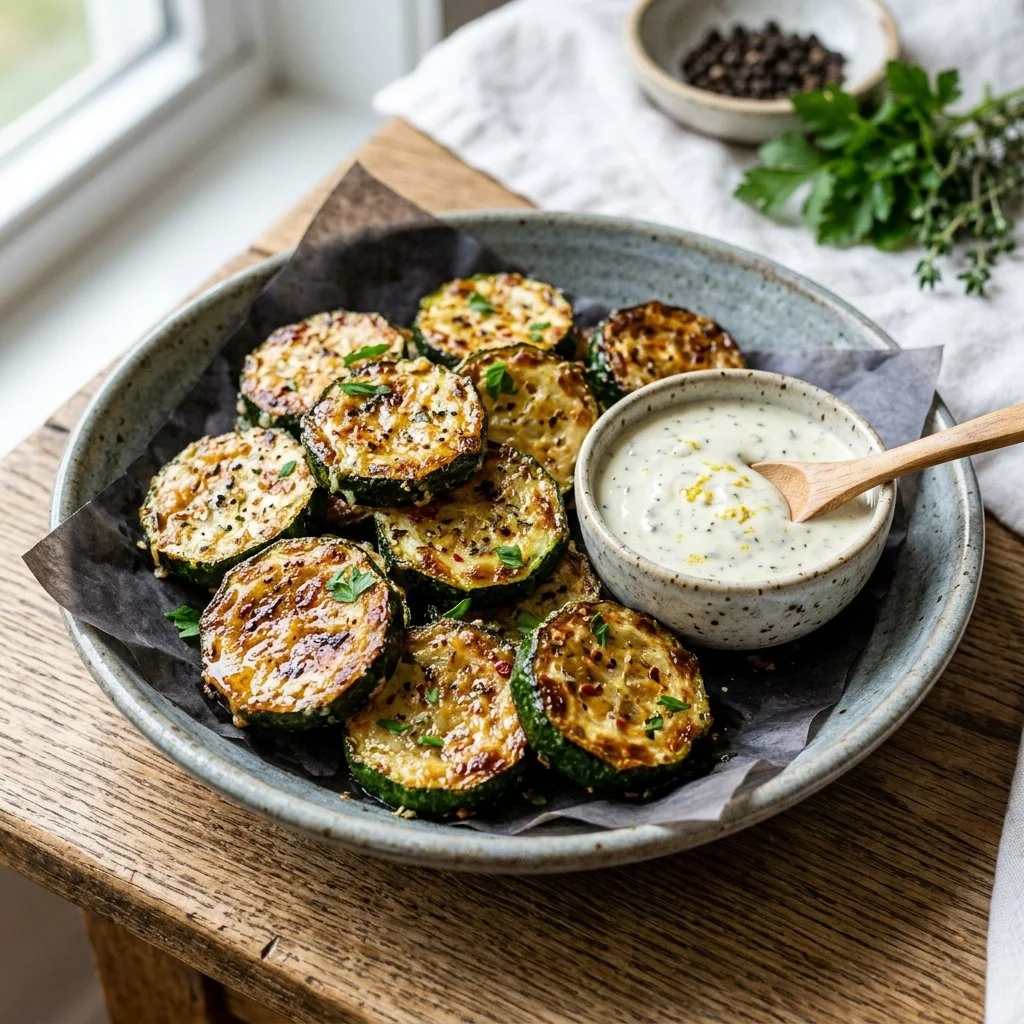 Healthy and crispy air fryer zucchini slices