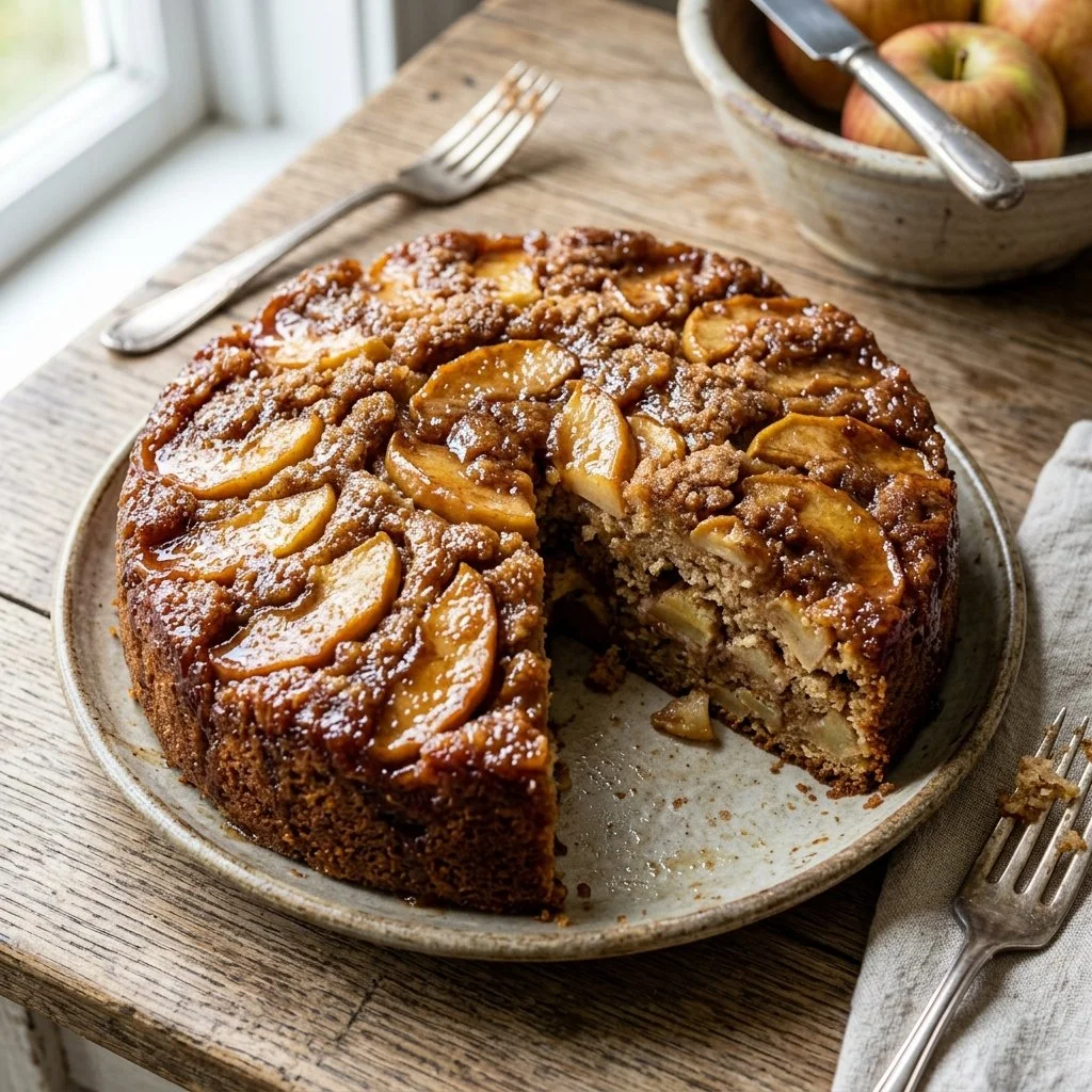 Delicious homemade apple cake with fresh apples and spices