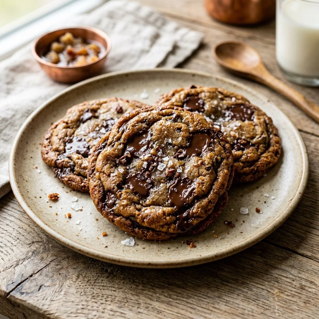 Delicious brown butter cookies with a golden-brown color and chewy texture