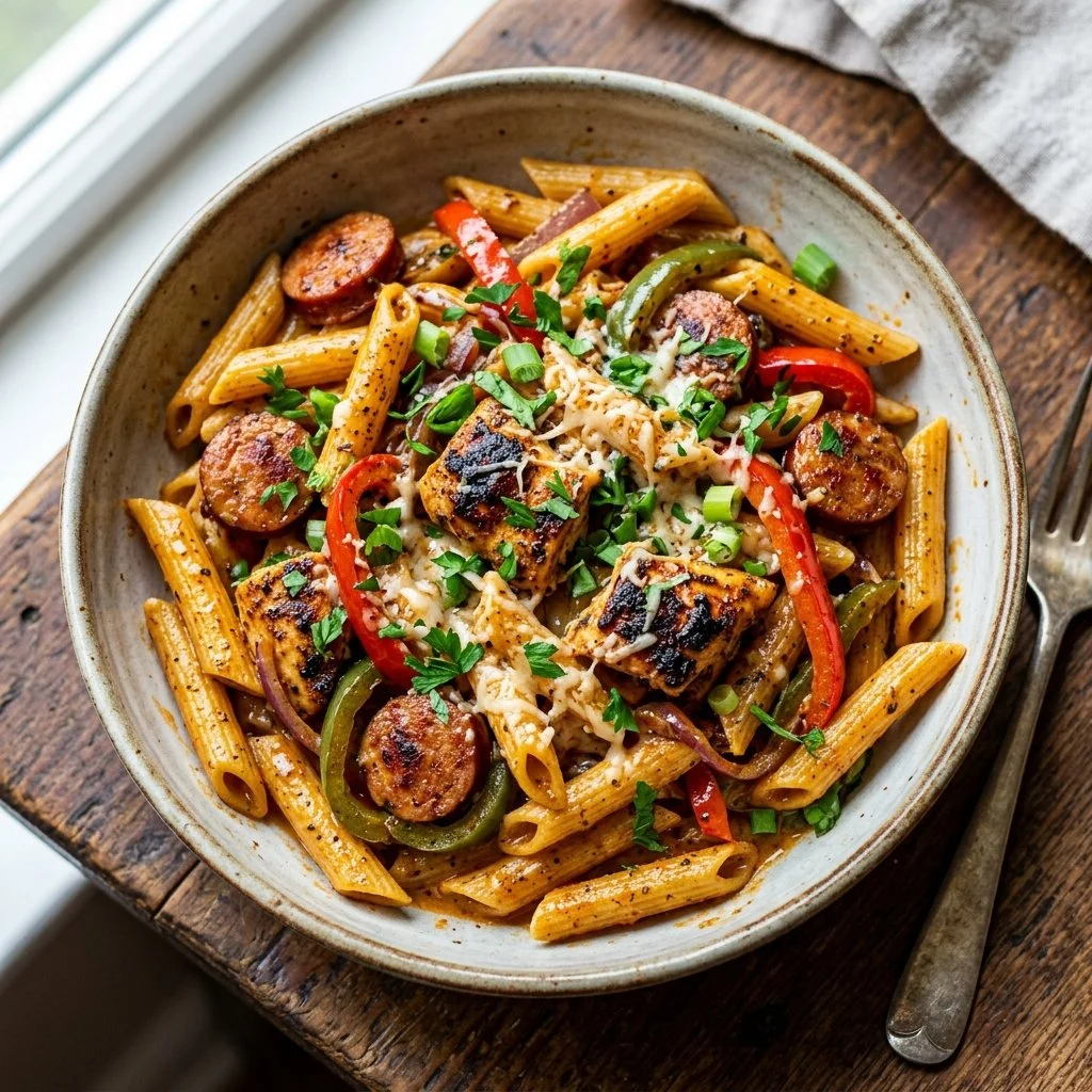 Delicious Cajun Chicken Pasta with creamy sauce and spices