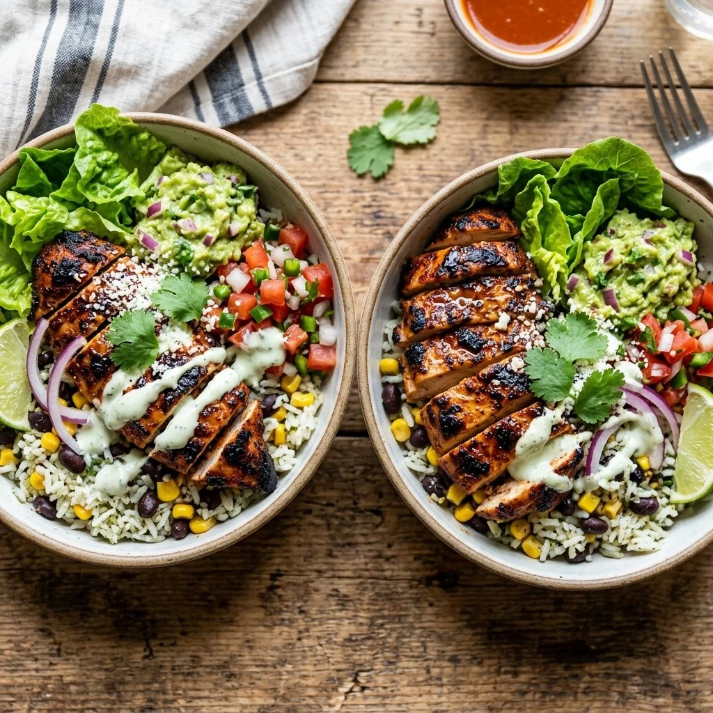 Delicious Chicken Burrito Bowl with fresh ingredients and vibrant colors