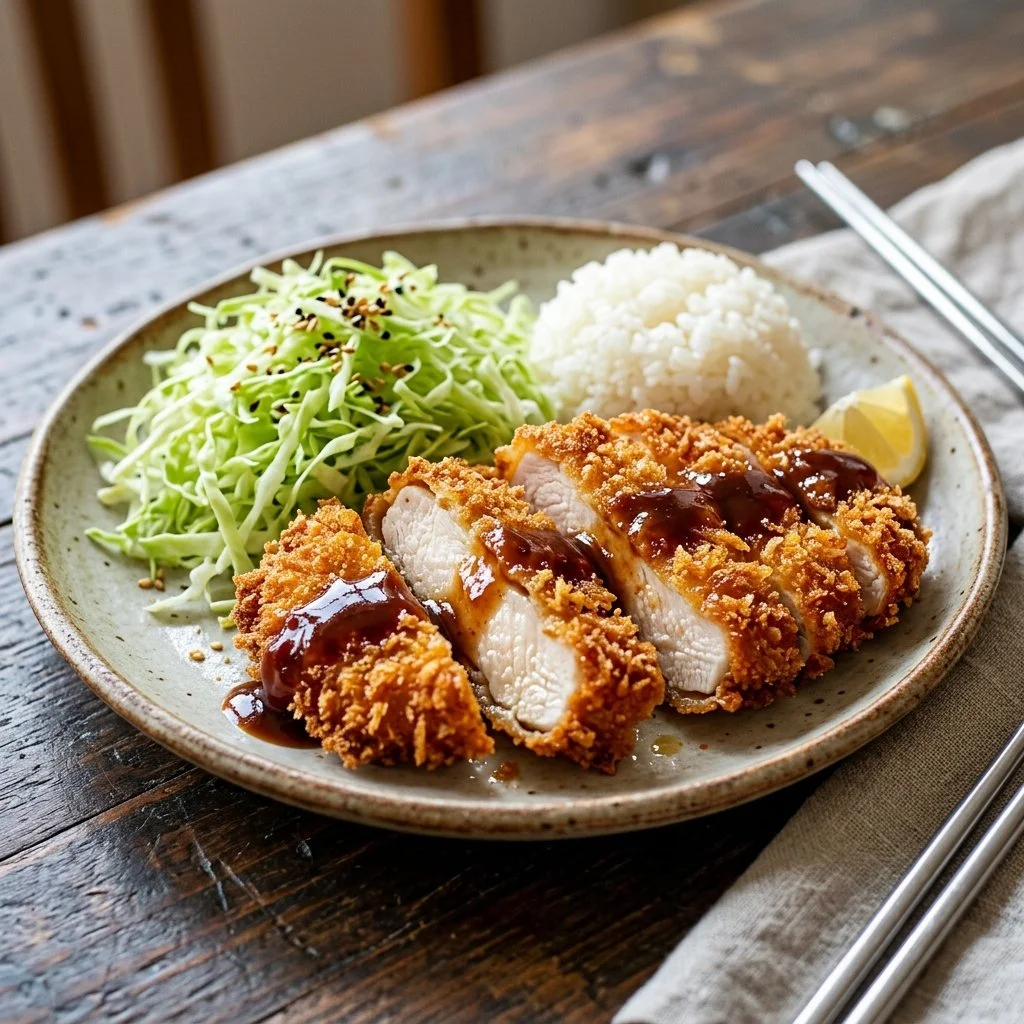 Delicious Chicken Katsu with crispy breading served on a plate