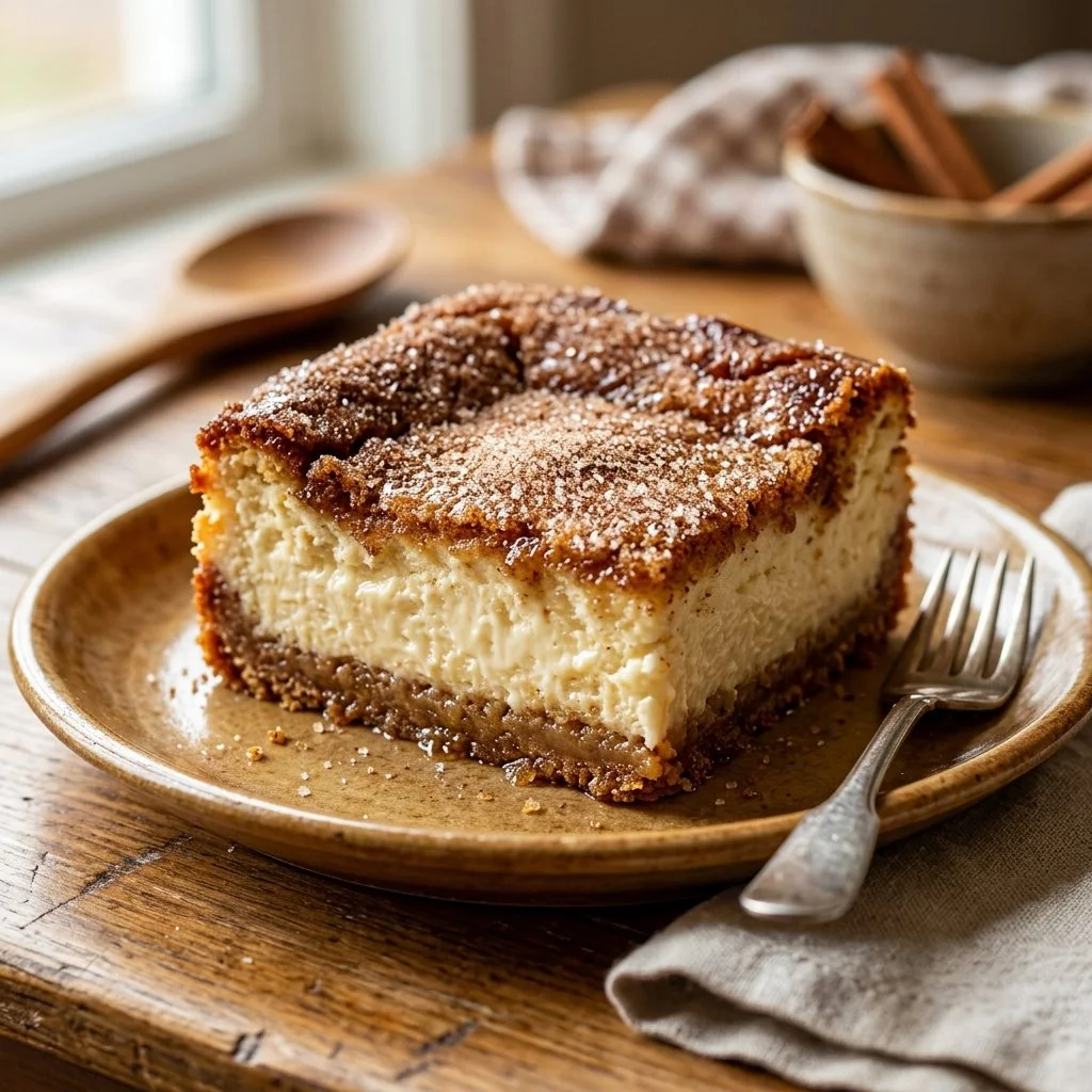 Delicious churro cheesecake with a cinnamon-sugar crust and creamy filling