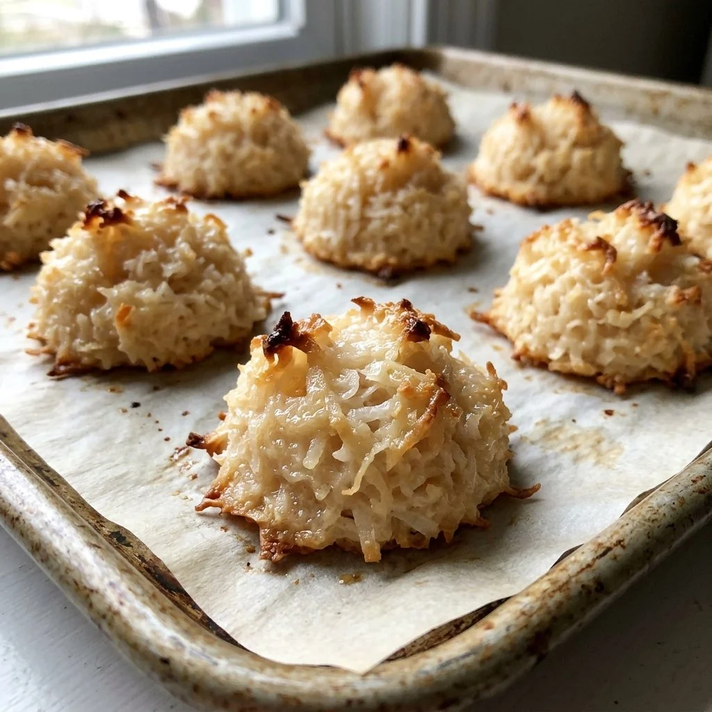 Delicious coconut macaroons on a plate, perfect for snacking or dessert.