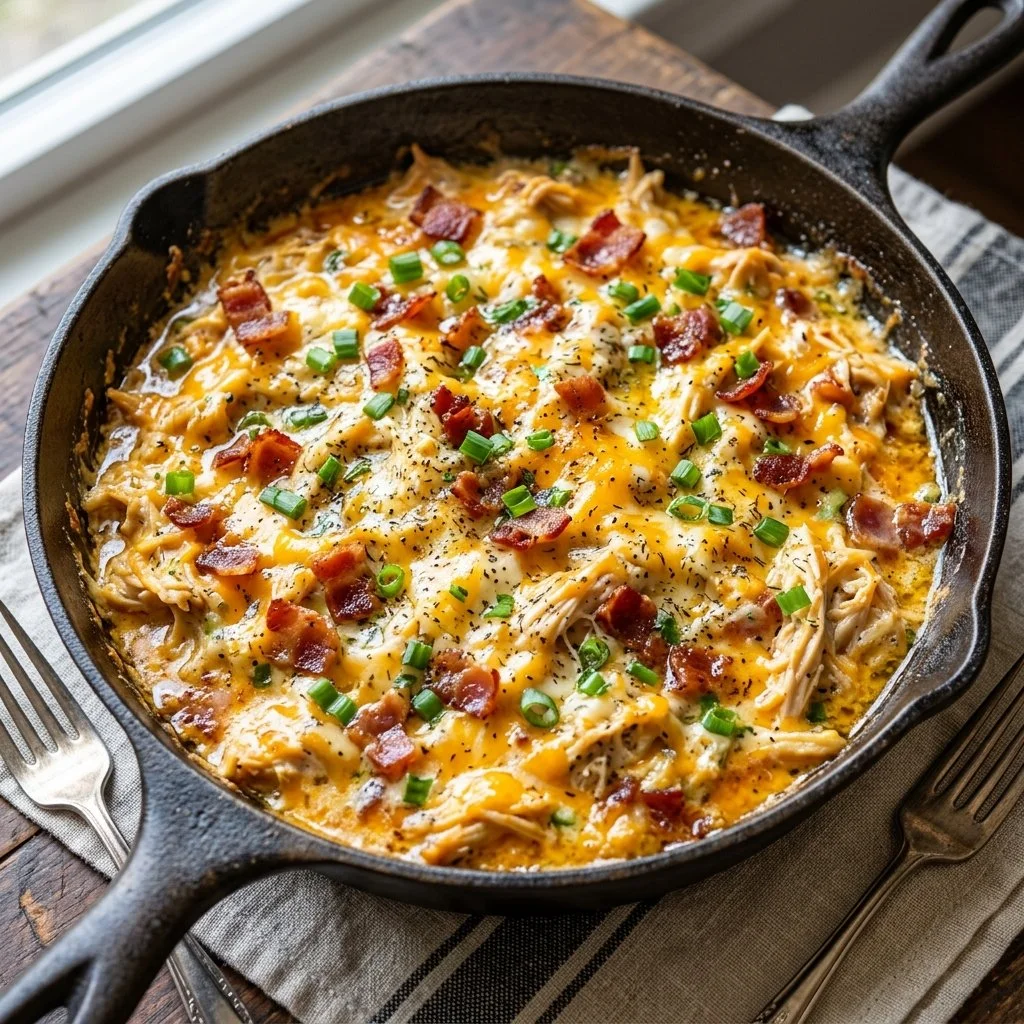 Creamy Crack Chicken Skillet prepared with tender chicken and flavorful spices