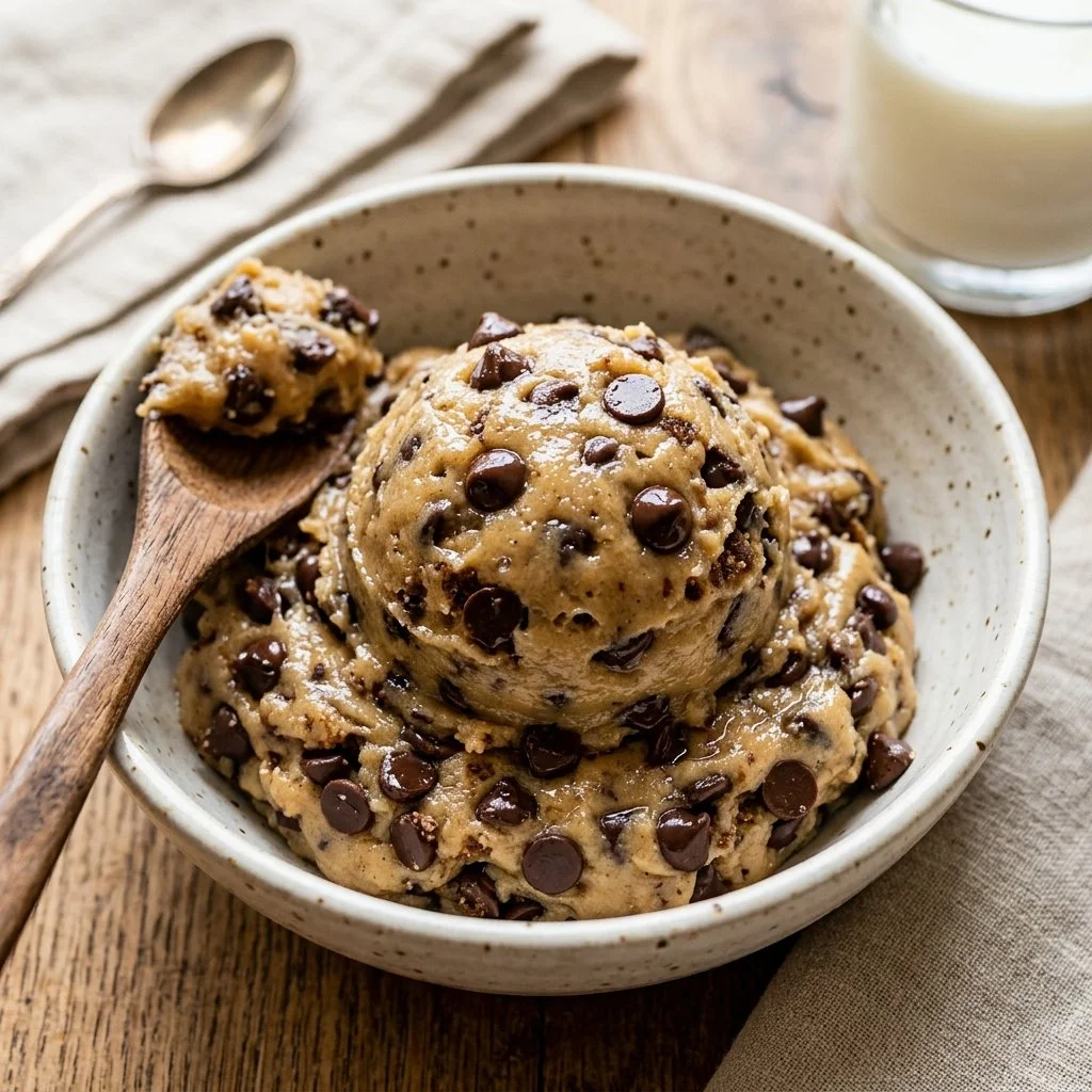 Delicious edible cookie dough, safe to eat raw and perfectly sweet.