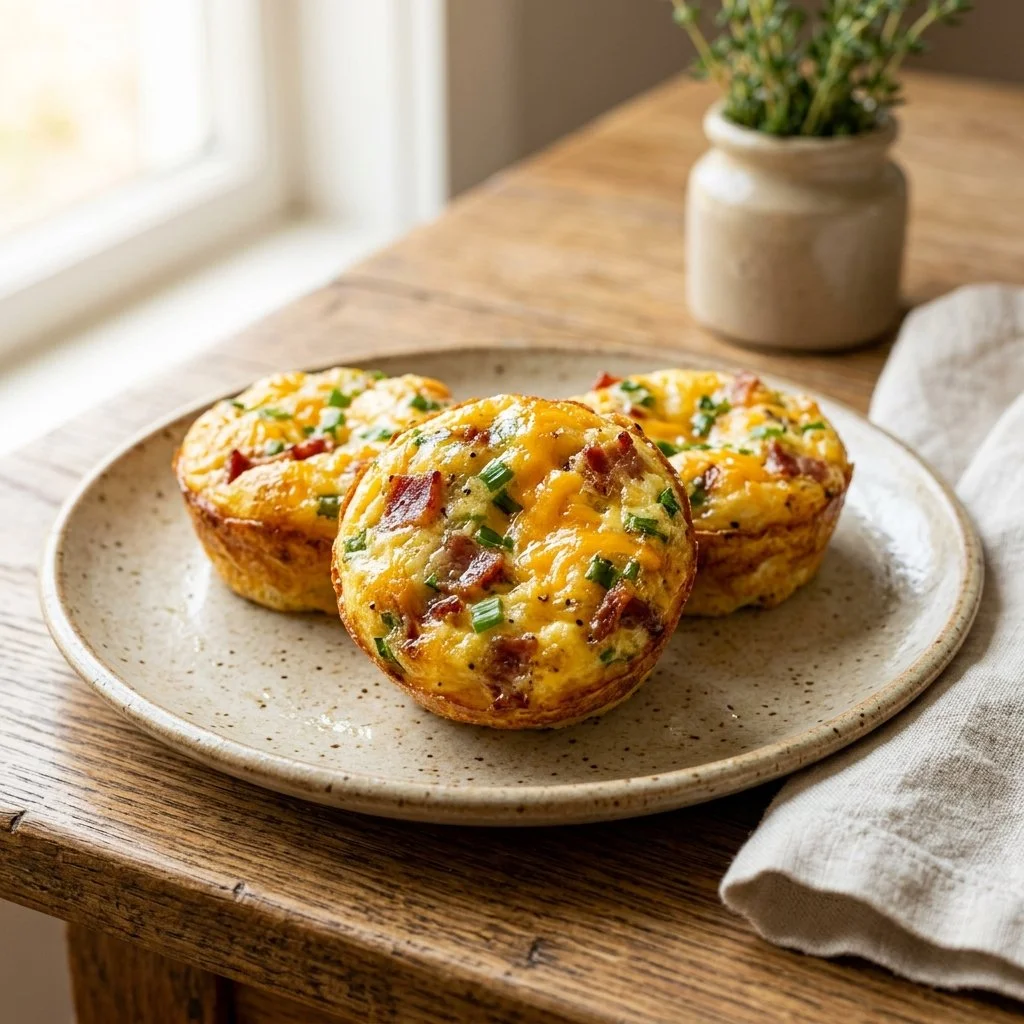 Delicious egg bites recipe with colorful vegetables and cheese.