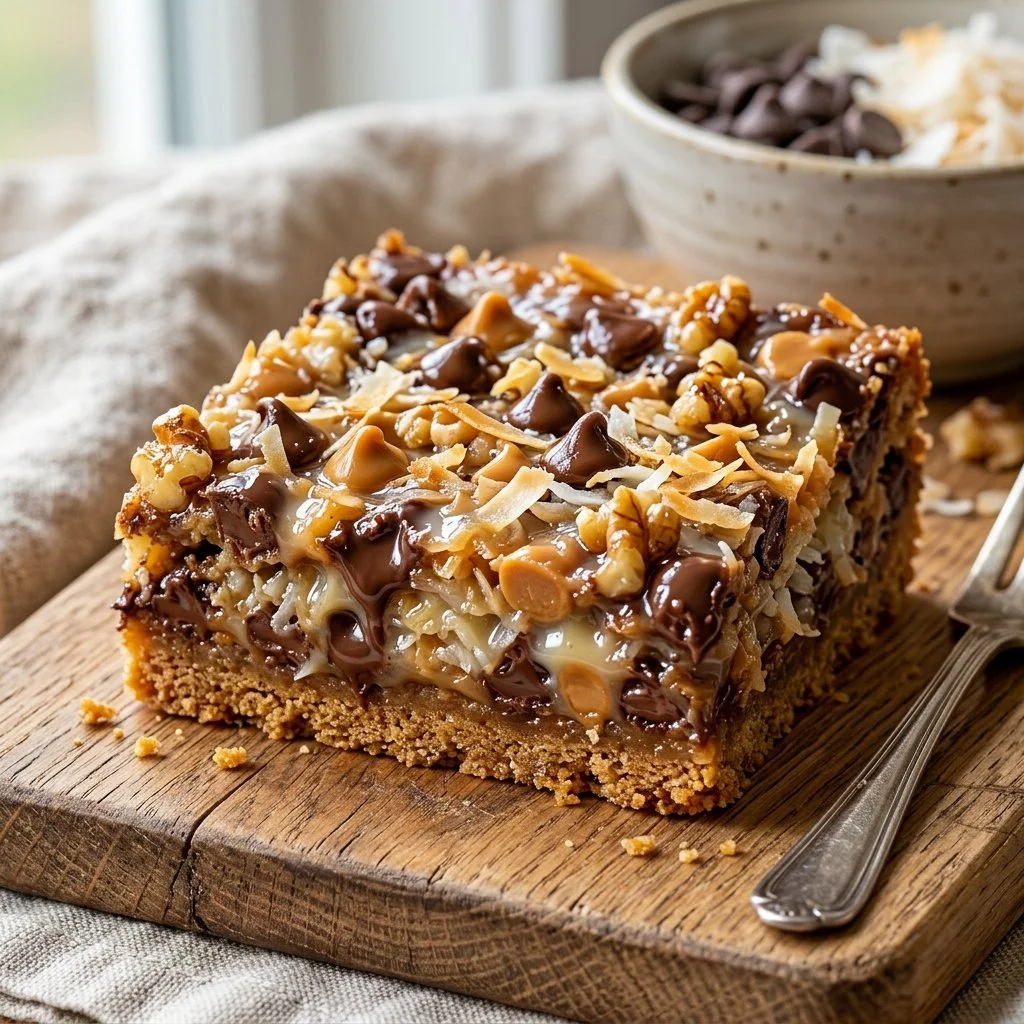 Delicious homemade Magic Cookie Bars with chocolate, coconut, and nuts
