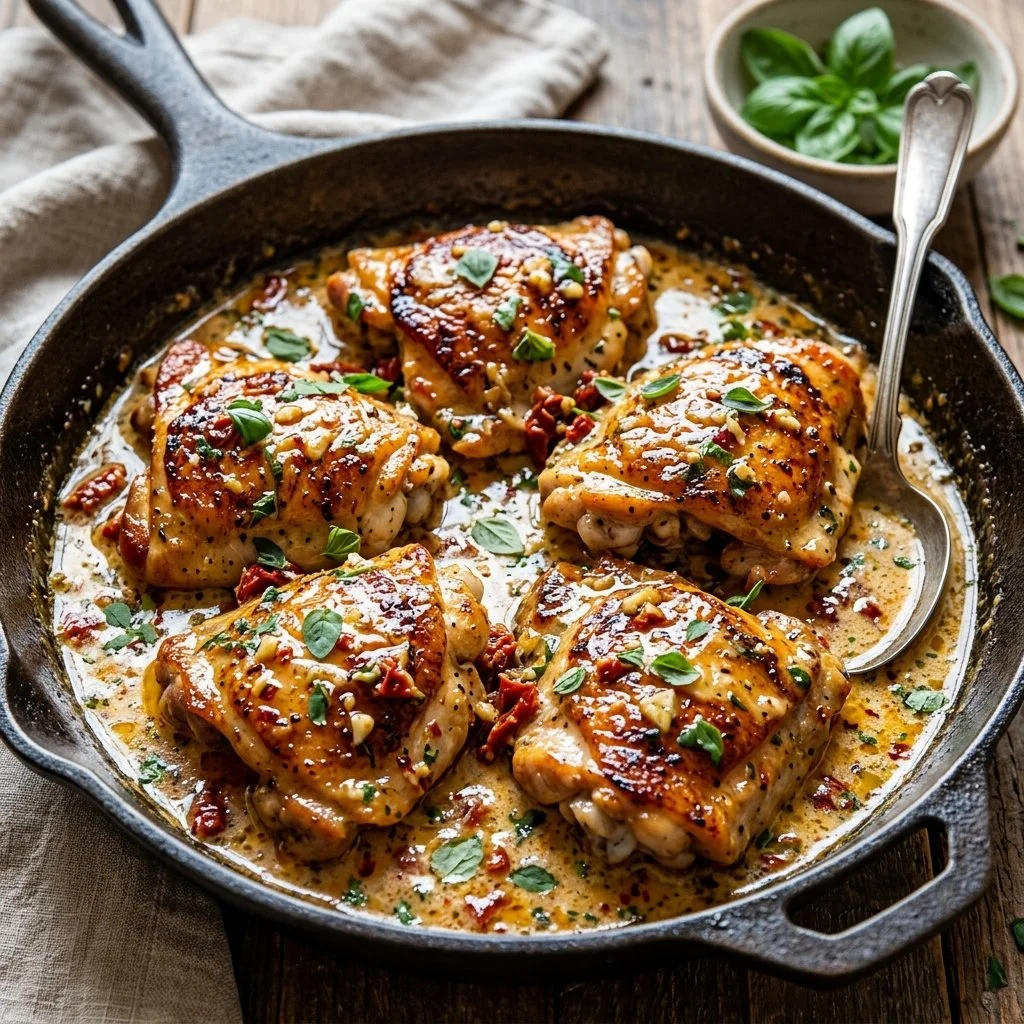 Delicious Marry Me Chicken served with creamy sauce and herbs