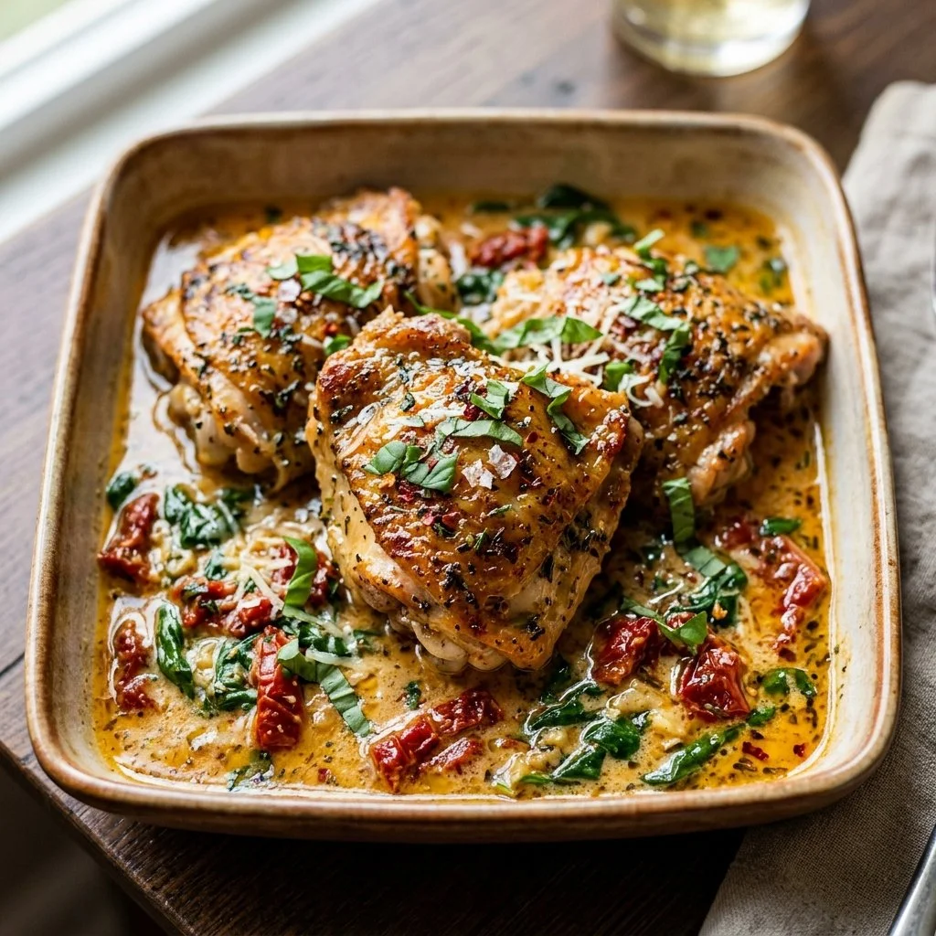 Delicious Marry Me Chicken served with creamy sauce and herbs