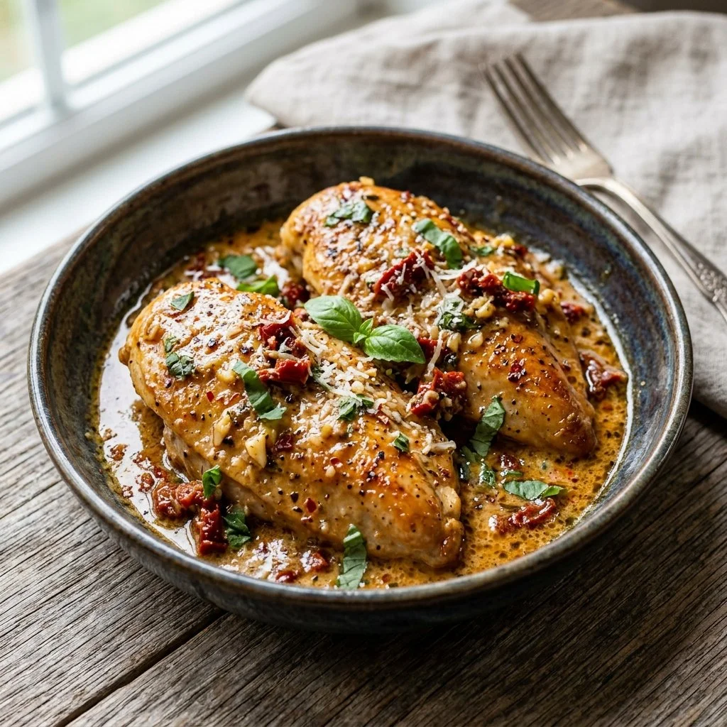 Deliciously creamy Marry Me Chicken served with herbs and spices