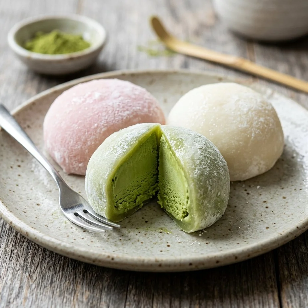 Mochi ice cream variety showcasing colorful flavors and textures.