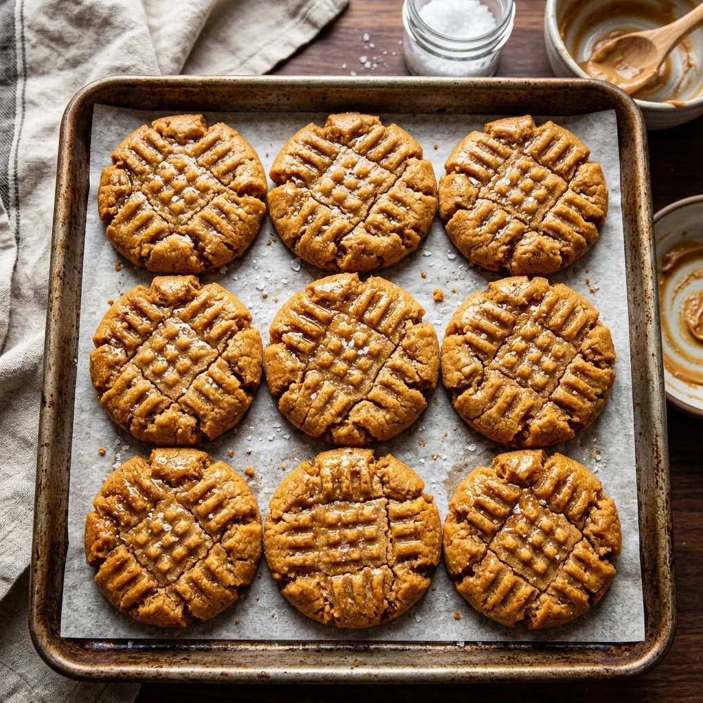 Delicious homemade peanut butter cookies on a white plate
