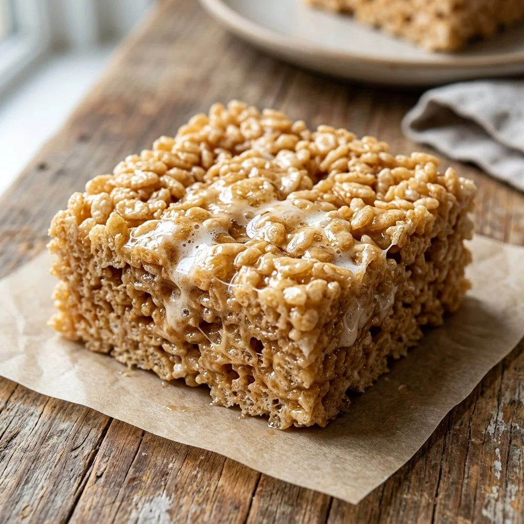 Delicious homemade Rice Krispie Treats made with marshmallows and cereal