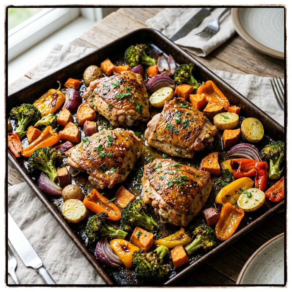 Sheet pan chicken and veggies, a healthy and easy dinner option