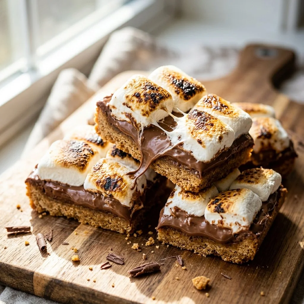 Delicious S'mores Bars made with graham crackers, chocolate, and marshmallows.