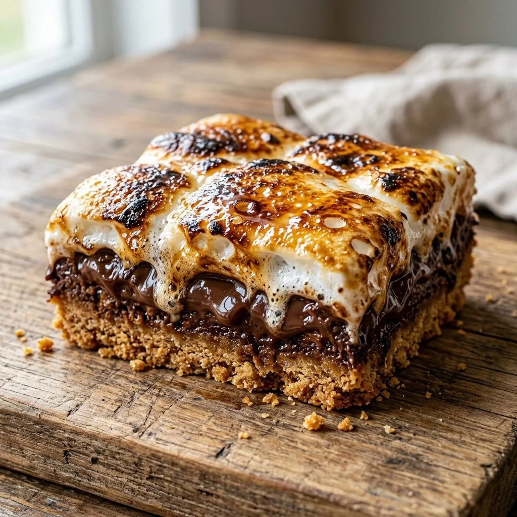 Decadent S'mores Bars with chocolate, marshmallows, and graham crackers