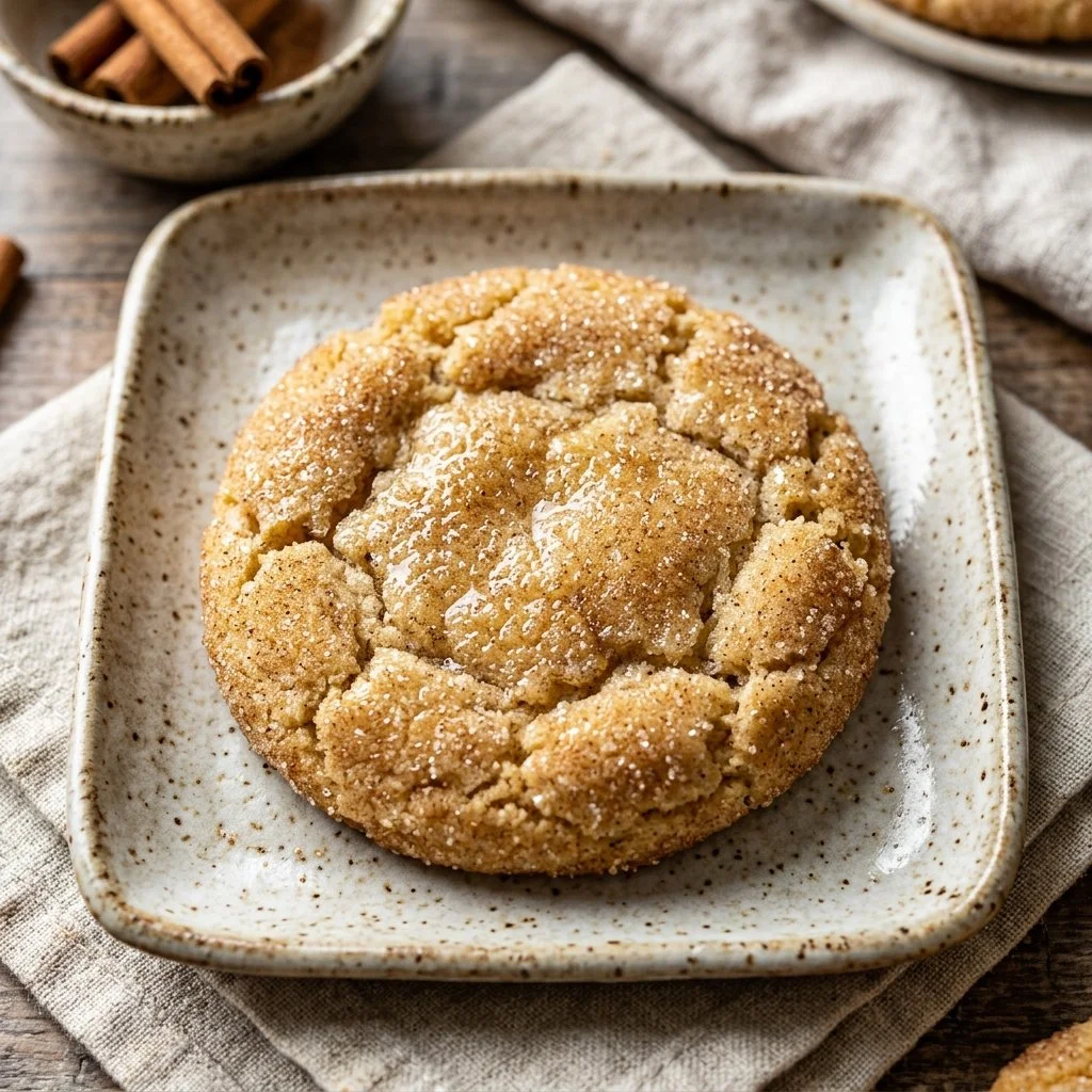 Homemade snickerdoodle cookies sprinkled with cinnamon sugar.