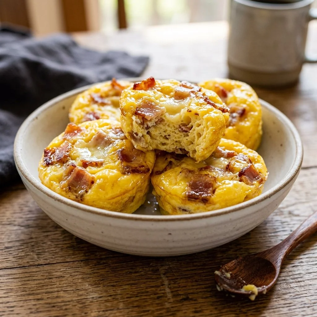 Starbucks egg bites in a white bowl, showcasing a delicious and nutritious snack option.