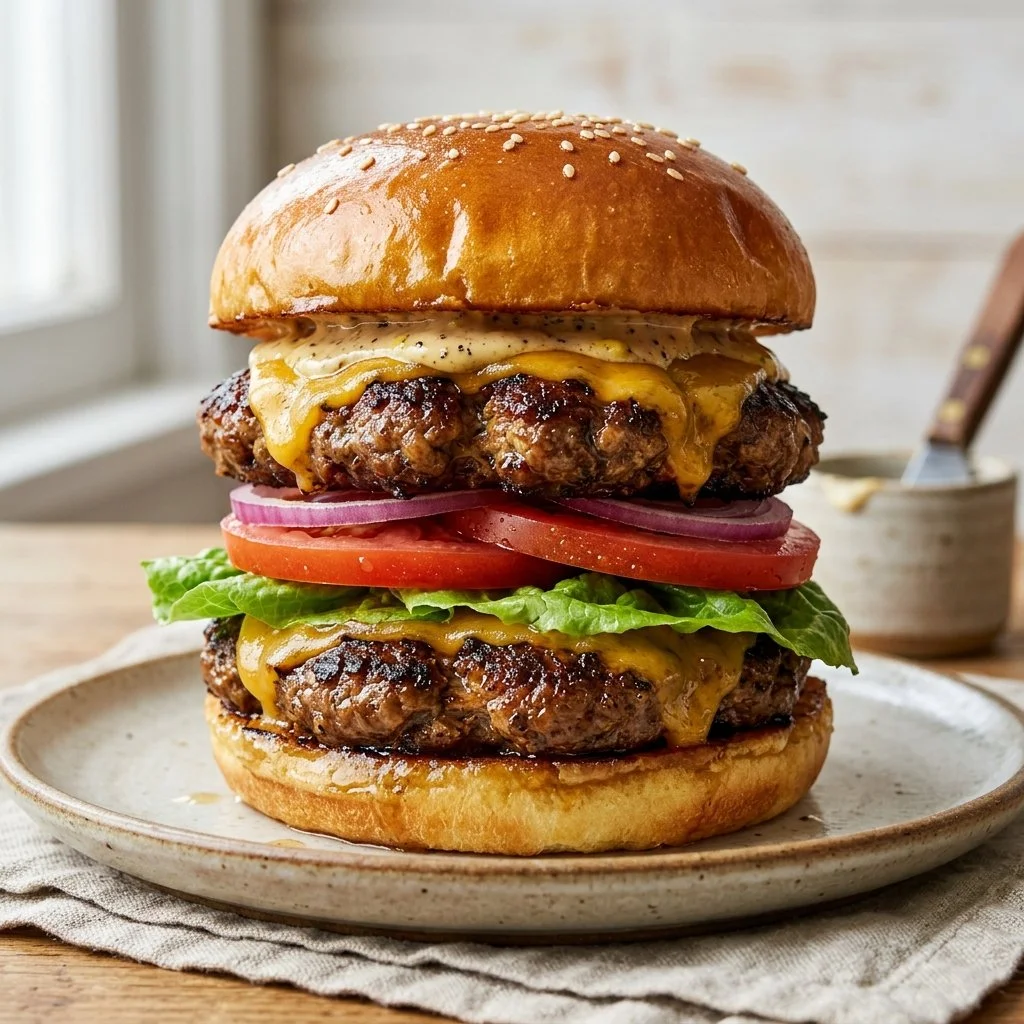Delicious Turkey Smash Burgers served with fresh toppings and condiments